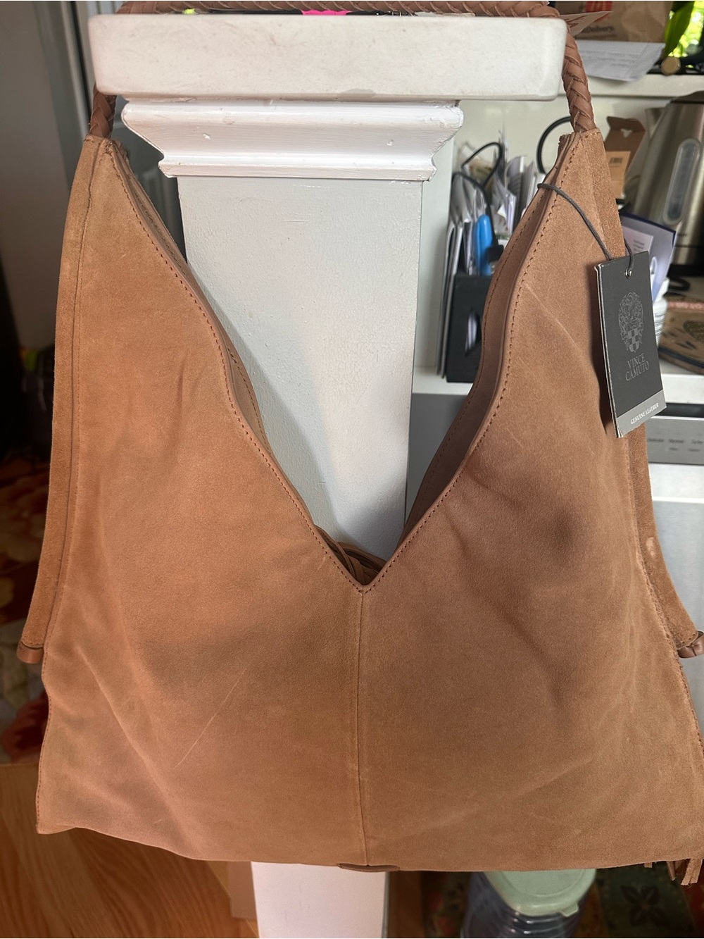 Vince Camuto Cognac Suede Fringe Hobo - Picture 3 of 7